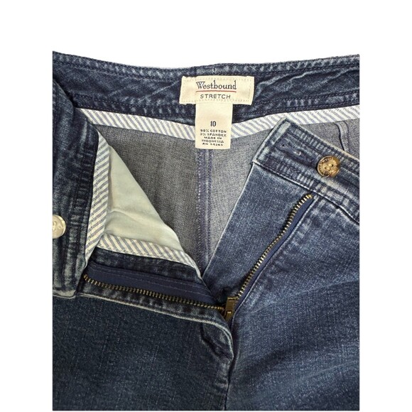 Y2K Style Westbound Sz 10 Stretch Capri Jeans Lace Up Hem Cropped Denim Pants - Picture 2 of 4